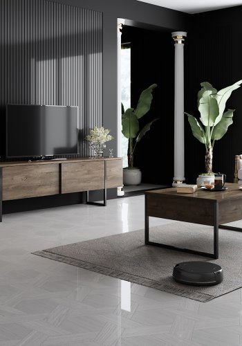 NORDVRK Luxe salongbord, rektangulrt - valnttmelamin og svart metall (90x60)