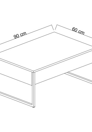 NORDVRK Luxe salongbord, rektangulrt - valnttmelamin og svart metall (90x60)