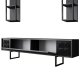NORDVRK Black Line TV-bord og 2 vegghyller - antrasittgr melamin og svart metall (sett med 3)