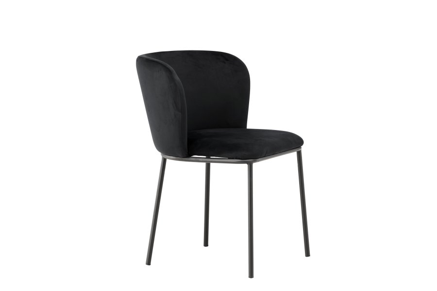 VENTURE DESIGN Edina spisestuestol - svart polyesterflyel og svart stl