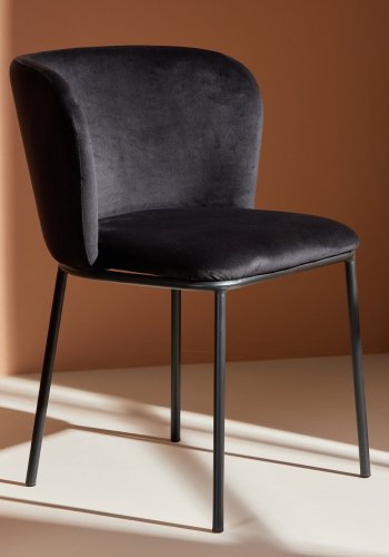 VENTURE DESIGN Edina spisestuestol - svart polyesterflyel og svart stl
