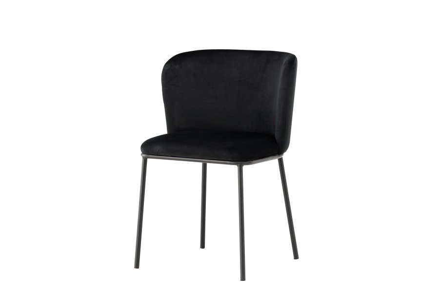 VENTURE DESIGN Edina spisestuestol - svart polyesterflyel og svart stl