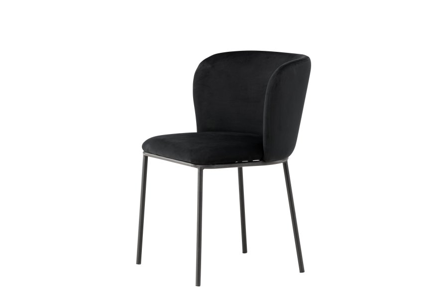 VENTURE DESIGN Edina spisestuestol - svart polyesterflyel og svart stl