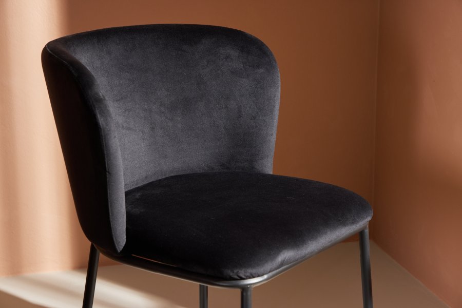 VENTURE DESIGN Edina spisestuestol - svart polyesterflyel og svart stl