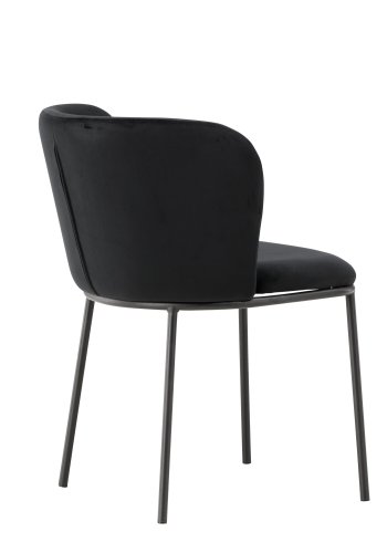 VENTURE DESIGN Edina spisestuestol - svart polyesterflyel og svart stl