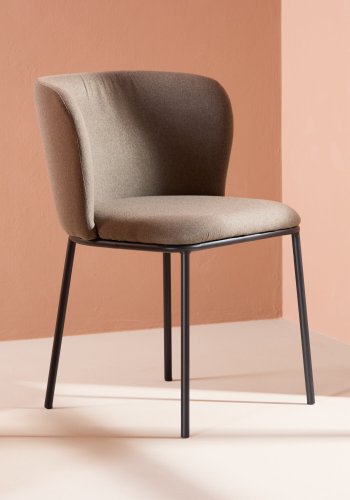 VENTURE DESIGN Edina Esszimmerstuhl – brauner Stoff und schwarzer Stahl