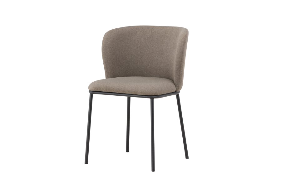 VENTURE DESIGN Edina Esszimmerstuhl – brauner Stoff und schwarzer Stahl