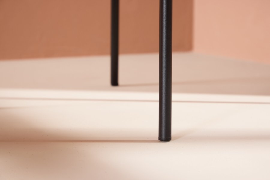 VENTURE DESIGN Edina Esszimmerstuhl – brauner Stoff und schwarzer Stahl