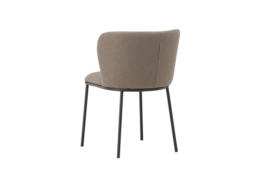 VENTURE DESIGN Edina Esszimmerstuhl – brauner Stoff und schwarzer Stahl