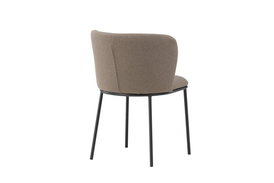 VENTURE DESIGN Edina Esszimmerstuhl – brauner Stoff und schwarzer Stahl