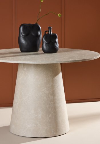 VENTURE DESIGN Lanzo spisebord, rundt - beige MDF med marmorutseende (120)