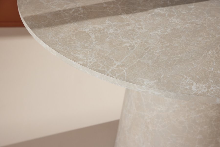 VENTURE DESIGN Lanzo spisebord, rundt - beige MDF med marmorutseende (120)