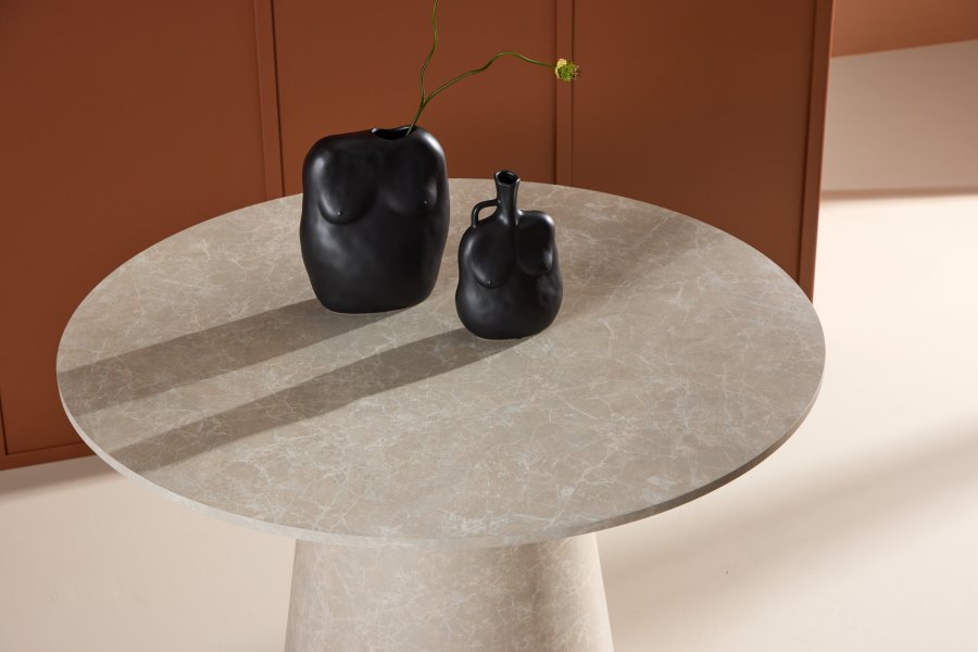 VENTURE DESIGN Lanzo spisebord, rundt - beige MDF med marmorutseende (120)