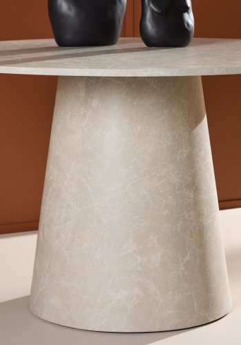 VENTURE DESIGN Lanzo spisebord, rundt - beige MDF med marmorutseende (120)