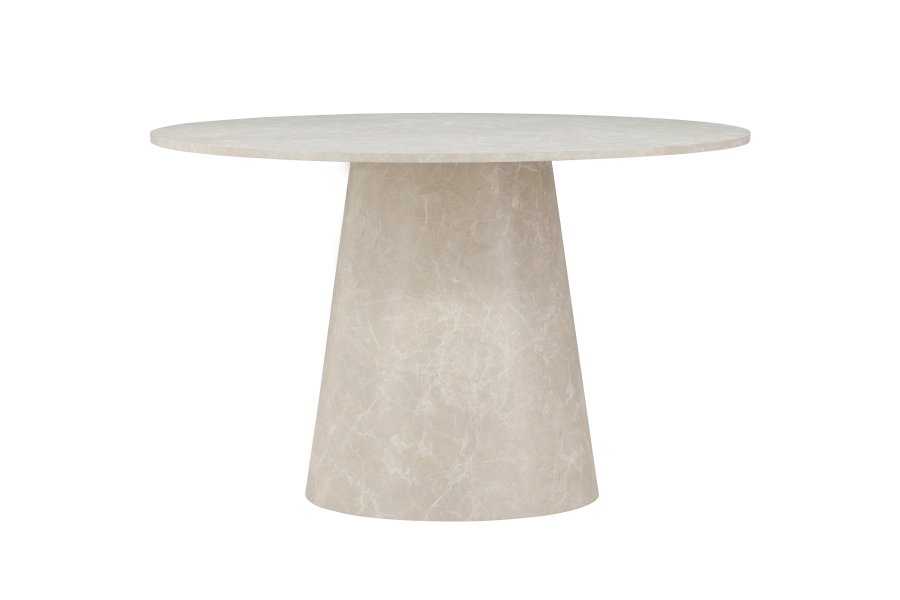 VENTURE DESIGN Lanzo spisebord, rundt - beige MDF med marmorutseende (120)