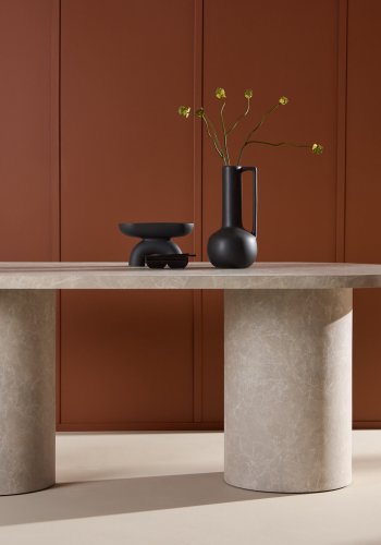 VENTURE DESIGN Narvik spisebord, ovalt - beige MDF med marmorutseende (100x200)