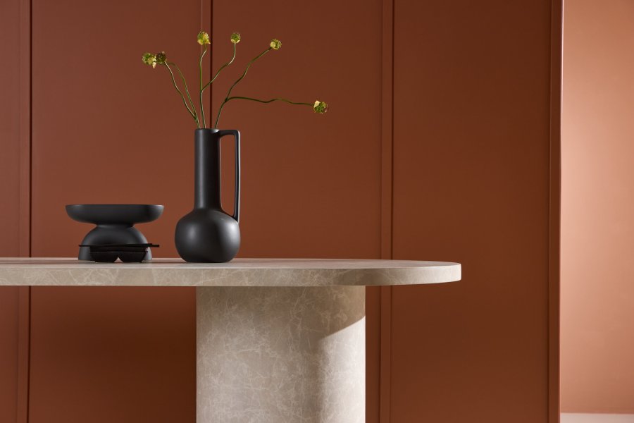 VENTURE DESIGN Narvik spisebord, ovalt - beige MDF med marmorutseende (100x200)