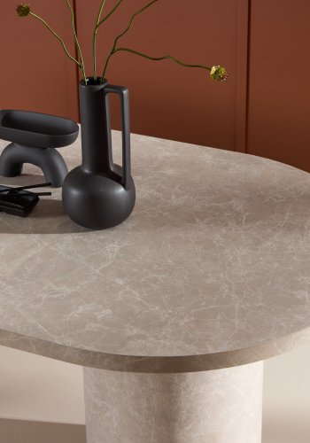 VENTURE DESIGN Narvik spisebord, ovalt - beige MDF med marmorutseende (100x200)