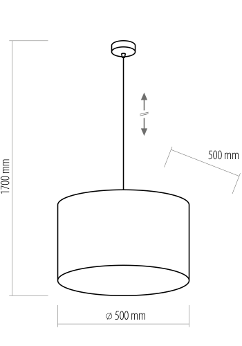 TK Tercino taklampe 500 - gull og sort stoff