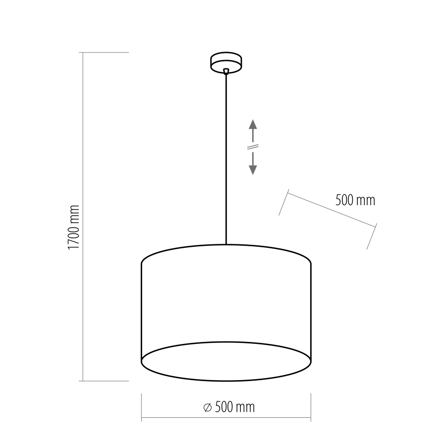 TK Tercino taklampe 500 - gull og sort stoff