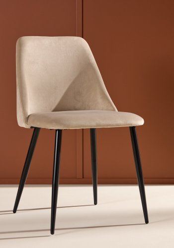 VENTURE DESIGN Night spisestuestol - beige polyesterflyel og svart stl