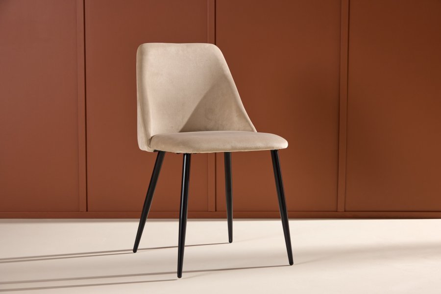 VENTURE DESIGN Night spisestuestol - beige polyesterflyel og svart stl