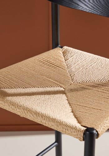 VENTURE DESIGN Polly barkrakk, med ryggsttte og fotsttte - naturlig tau og svart stl med treeffekt