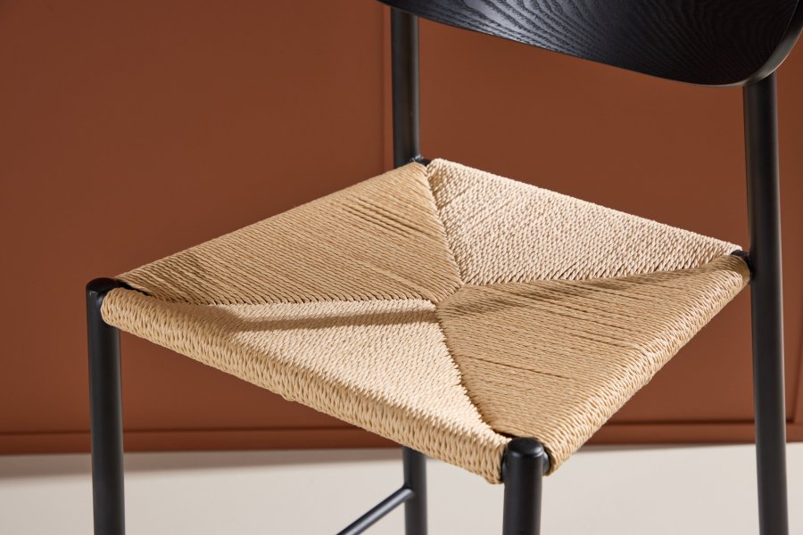 VENTURE DESIGN Polly barkrakk, med ryggsttte og fotsttte - naturlig tau og svart stl med treeffekt