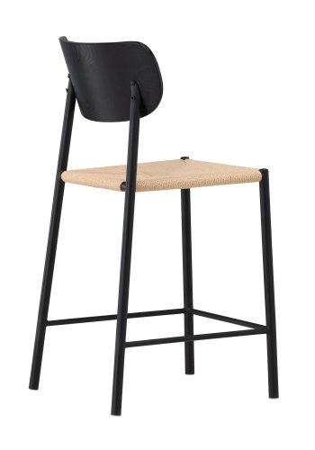 VENTURE DESIGN Polly barkrakk, med ryggsttte og fotsttte - naturlig tau og svart stl med treeffekt