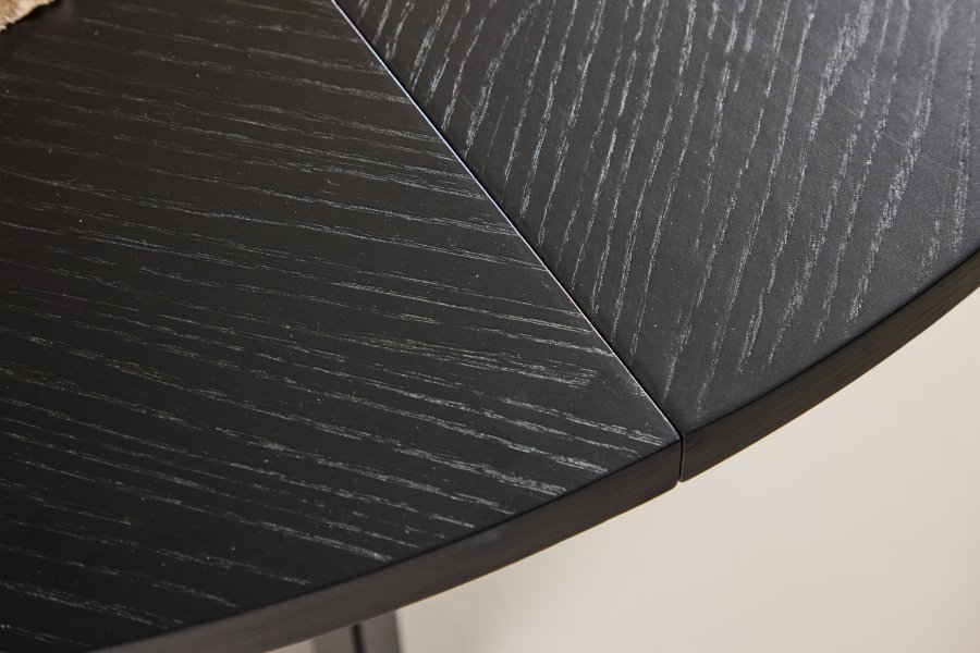 VENTURE DESIGN Strada spisebord, med 1 ileggsplate - svart eikefiner (120/170x120x74)