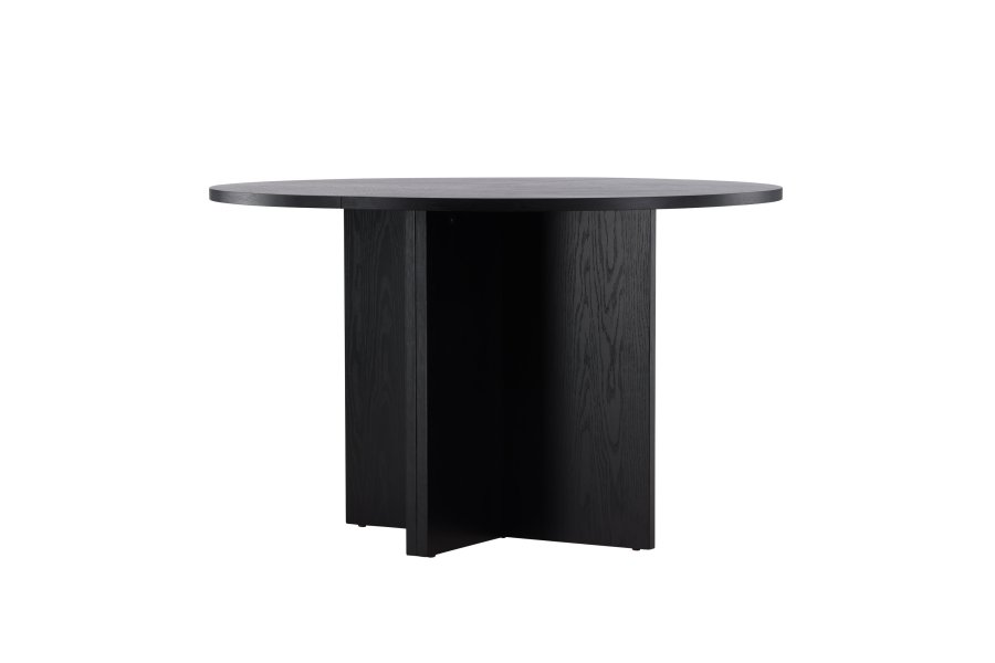 VENTURE DESIGN Strada spisebord, med 1 ileggsplate - svart eikefiner (120/170x120x74)