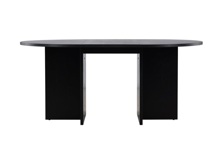 VENTURE DESIGN Strada spisebord, med 1 ileggsplate - svart eikefiner (120/170x120x74)