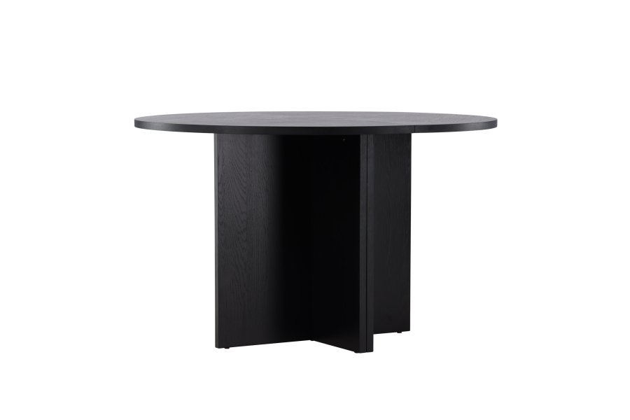 VENTURE DESIGN Strada spisebord, med 1 ileggsplate - svart eikefiner (120/170x120x74)