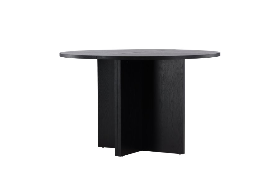 VENTURE DESIGN Strada spisebord, med 1 ileggsplate - svart eikefiner (120/170x120x74)