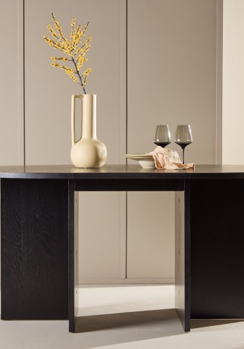 VENTURE DESIGN Strada spisebord, med 1 ileggsplate - svart eikefiner (120/170x120x74)