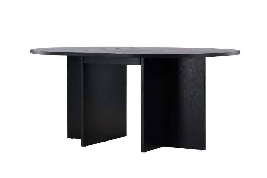 VENTURE DESIGN Strada spisebord, med 1 ileggsplate - svart eikefiner (120/170x120x74)