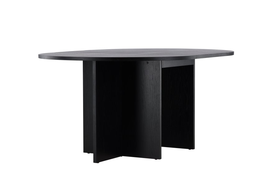 VENTURE DESIGN Strada spisebord, med 1 ileggsplate - svart eikefiner (120/170x120x74)