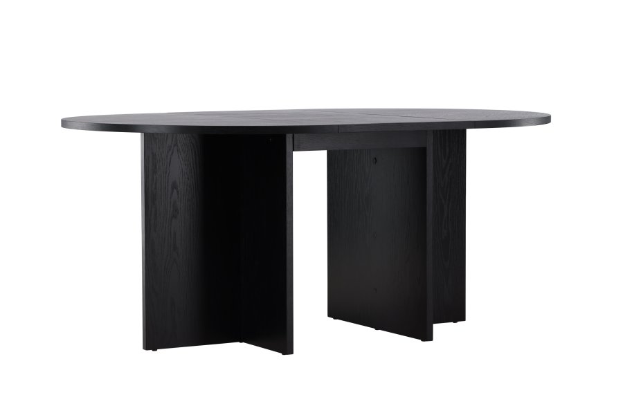 VENTURE DESIGN Strada spisebord, med 1 ileggsplate - svart eikefiner (120/170x120x74)