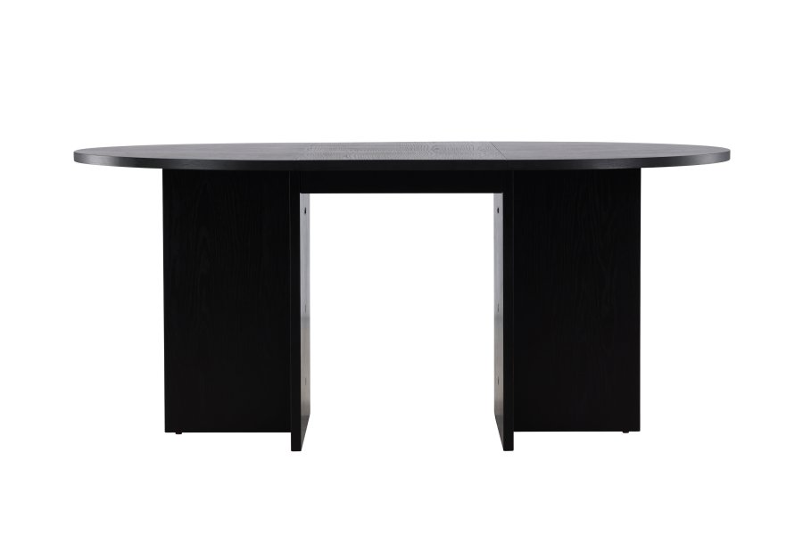 VENTURE DESIGN Strada spisebord, med 1 ileggsplate - svart eikefiner (120/170x120x74)