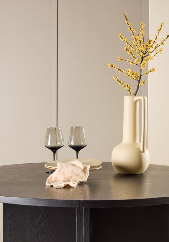 VENTURE DESIGN Strada spisebord, med 1 ileggsplate - svart eikefiner (120/170x120x74)