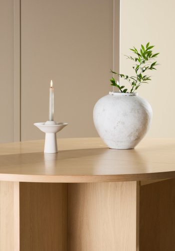 VENTURE DESIGN Strada spisebord, med 1 ileggsplate - hvitkalket eikefiner (120/170x120x74)