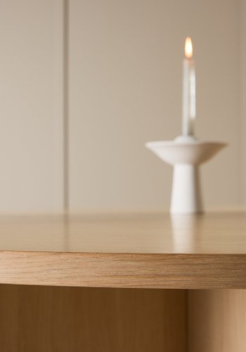 VENTURE DESIGN Strada spisebord, med 1 ileggsplate - hvitkalket eikefiner (120/170x120x74)