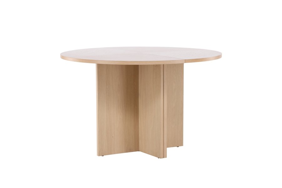 VENTURE DESIGN Strada spisebord, med 1 ileggsplate - hvitkalket eikefiner (120/170x120x74)