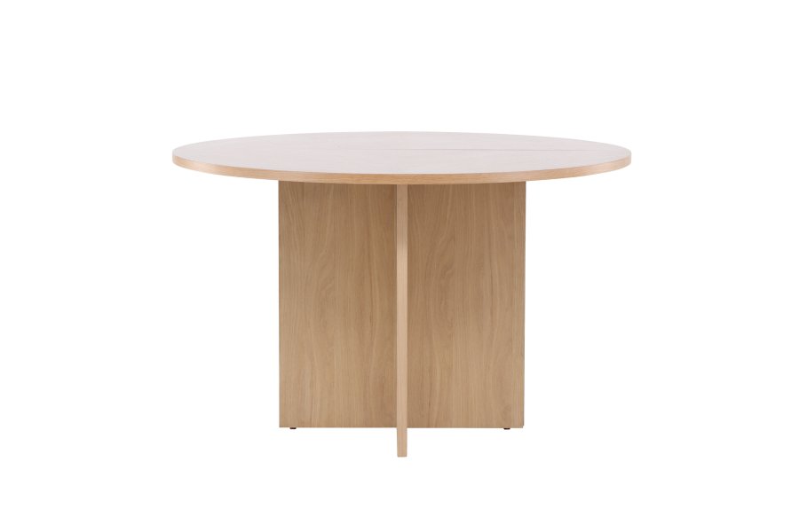 VENTURE DESIGN Strada spisebord, med 1 ileggsplate - hvitkalket eikefiner (120/170x120x74)