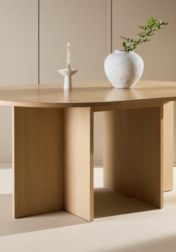 VENTURE DESIGN Strada spisebord, med 1 ileggsplate - hvitkalket eikefiner (120/170x120x74)