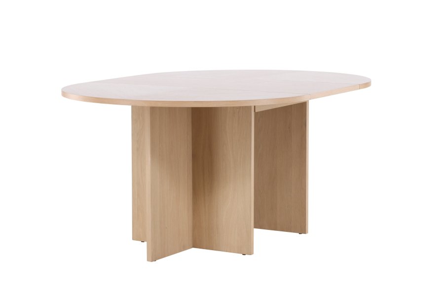 VENTURE DESIGN Strada spisebord, med 1 ileggsplate - hvitkalket eikefiner (120/170x120x74)