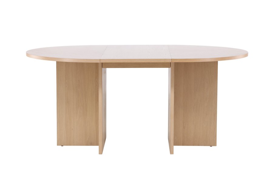 VENTURE DESIGN Strada spisebord, med 1 ileggsplate - hvitkalket eikefiner (120/170x120x74)