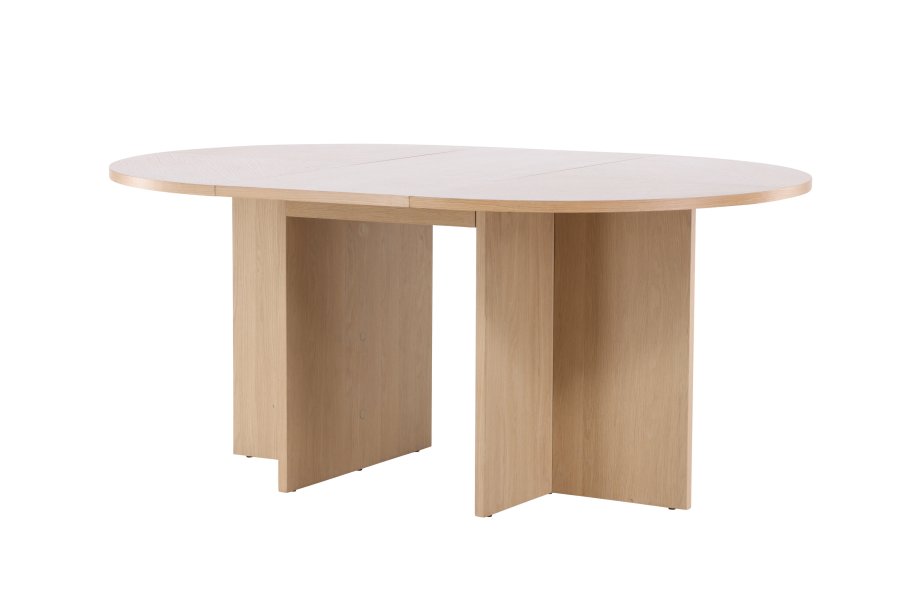 VENTURE DESIGN Strada spisebord, med 1 ileggsplate - hvitkalket eikefiner (120/170x120x74)