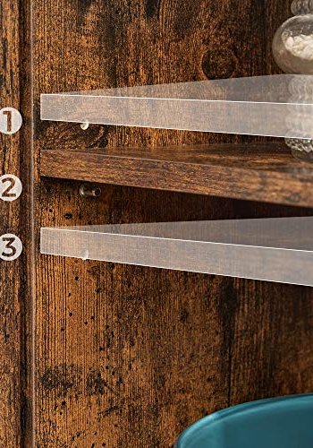 VASAGLE skjenk, m. 1 pent rom, 1 skyvedr, 1 justerbar hylle - rustikk brun sponplate og sort stl