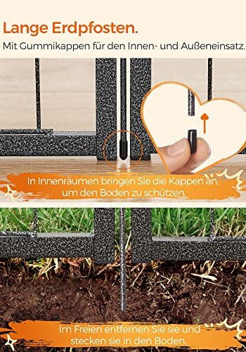 FEANDREA lekegrind for kjledyr, hunder, kaniner og sm dyr, for innendrs og utendrs bruk - grtt metall